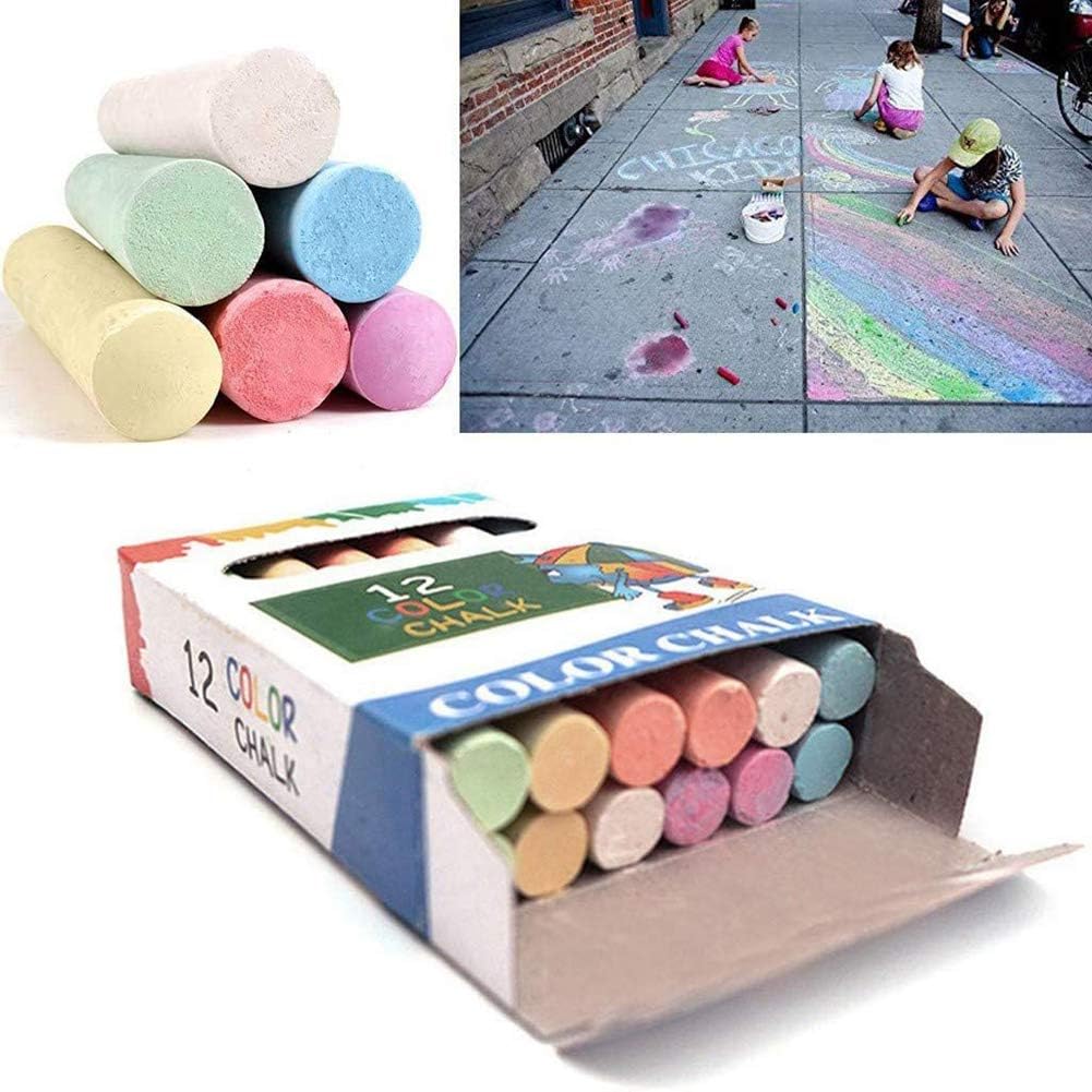 Bright Coloured Mini Chalks, Tiggrioe Kids Washable Mini Mixed Chalk Fun Art Game for Home Board Chalk, Garden School Drawing Games Indoor Outdoor Artists Imagination(12PCS)