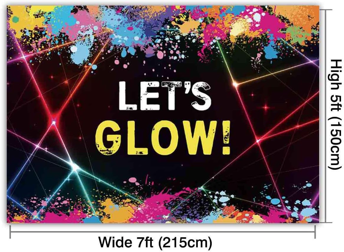 Let’s glow crazy. Lets glow. Glow party. Lets glow. Crazy banner.