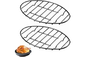 2 Pack Oval Roasting Rack,12 Inch Black Cooling Rack with Integrated Feet, Enamel Finished Cooling Rack Grill, Nonstick, for 