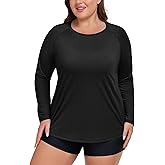 ForHailey Women's Plus Size Swim Shirt Long Sleeve Rash Guard UV Protection Sun Shirts UPF 50+ Quick Dry Hiking Fishing Tops
