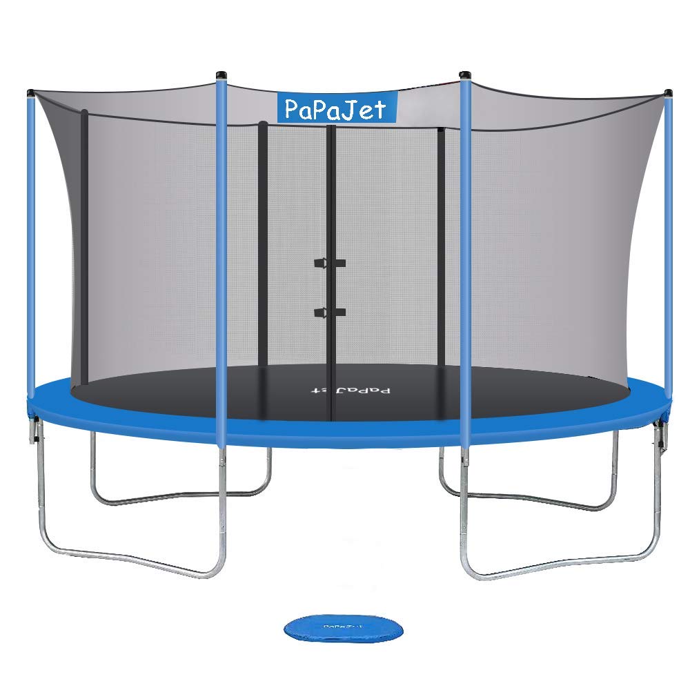 Papajet Trampoline 10x17FT 9X14FT Oval Trampolines for Kids with Safety Enclosure Net, Jump Spring Pad, TUV Certificated Large Outdoor Backyard Trampoline