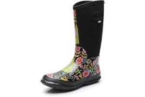 WTW Women's Rubber Rain Boots - Mid Calf Waterproof Insulated Neoprene Muck Boots Outdoor Hunting Garden Boots for Women