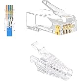 VCE UL Listed Cat6 Pass Through RJ45 Connectors with Protection Boots 50-Pack,Ethernet Crimp Modular Plug for Cat6/Cat5/Cat5e