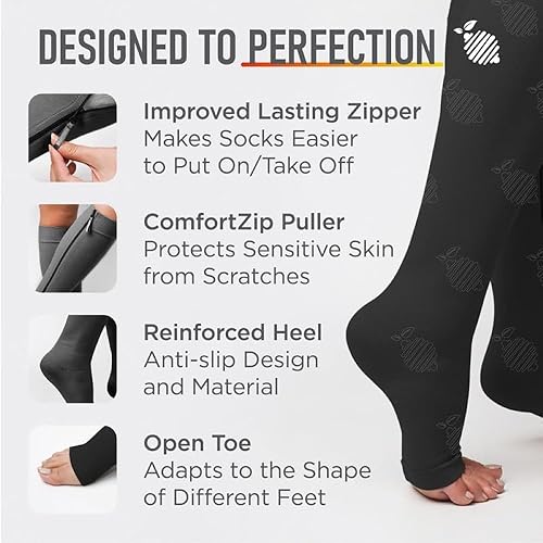Lemon Hero Medical Zippered Compression Socks for Pregnant Women Open Toe  15-20 mmHg Women Compression Socks