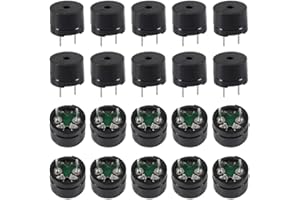 Passive Piezo Buzzer 12mm x 8.5mm Kit, 5V-12V DC Electronic Sound Alarm Component with 42R Resistor, Miniature Acoustic Trans