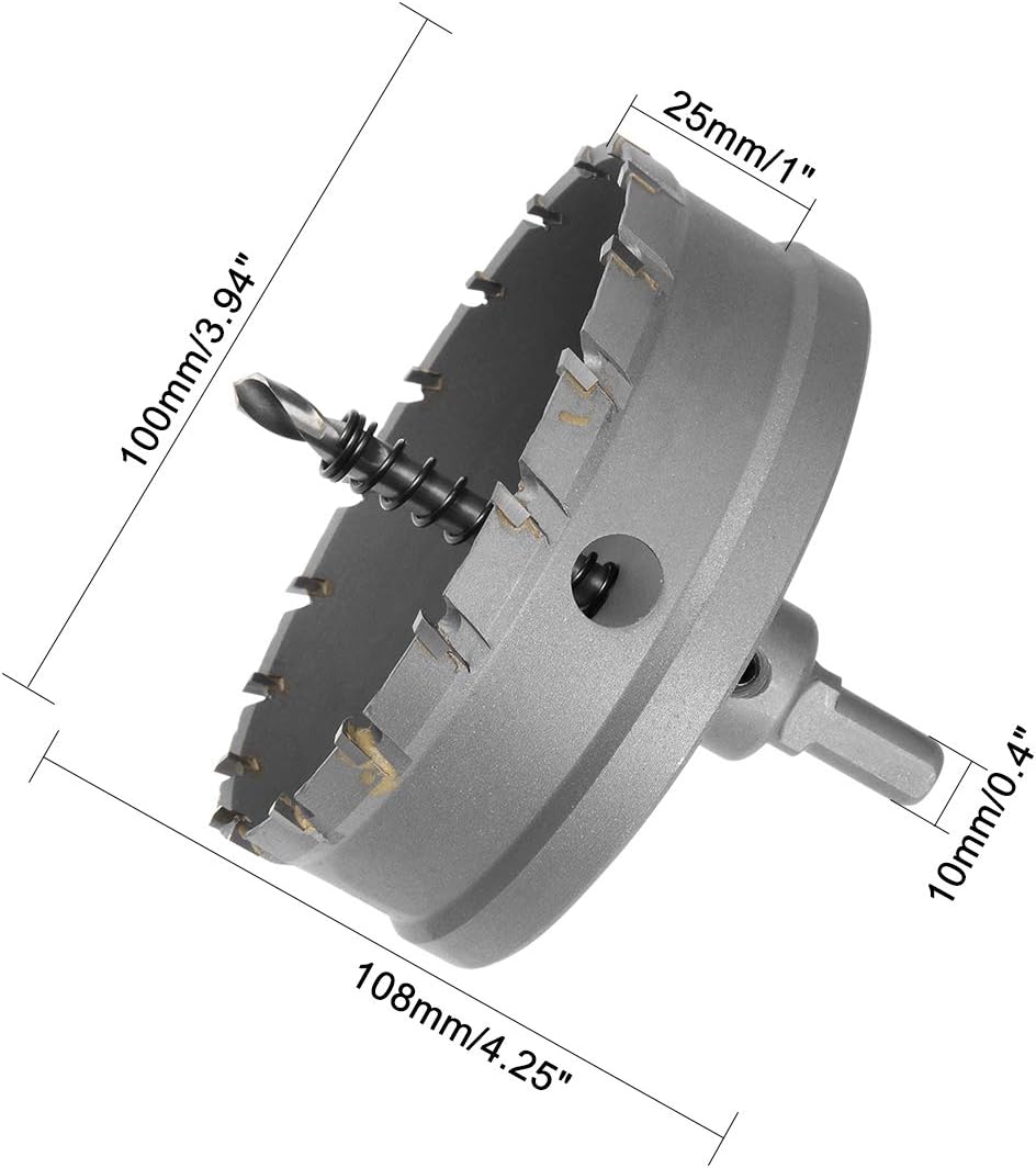 Sourcingmap Carbide Hole Saw Drill Bit, 100mm Hole Cutter for Stainless Steel Alloy Cast Iron Copper Metal Sheet, with Limit Step - Image 3