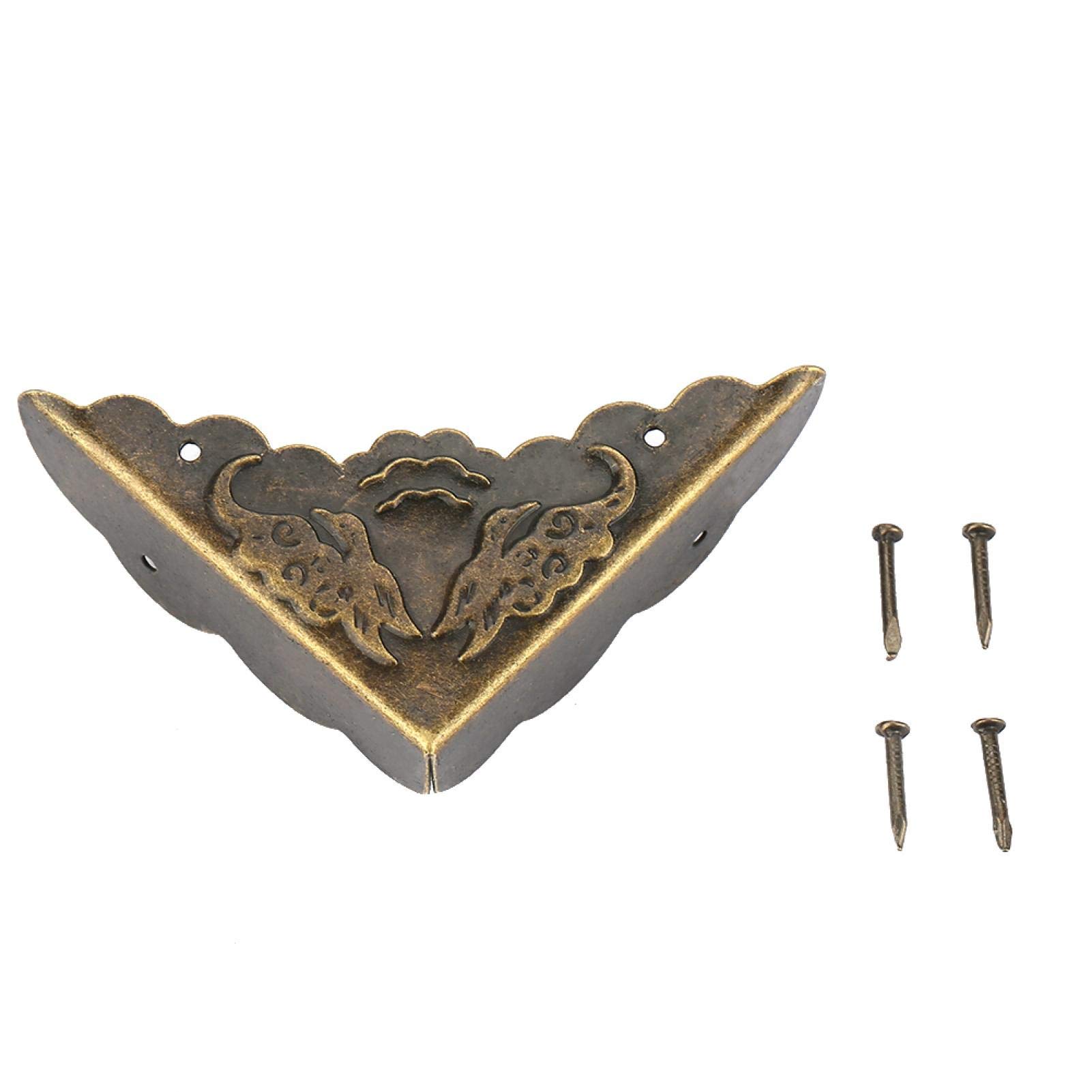 12Pcs Bronze Corner Protector Vintage Decorative Furniture Corner for Wood Case Jewelry Chest Storage Box Feet Legs Corner Protector