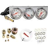 LYDODOKA Triple Gauge Kit, 3 in 1 Oil Pressure Gauge, Water Temp, Volt Meter Sensor(Oil: 0-100 PSI, Water: 100-280F, Volt: 8-