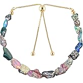 OdrillionGems Natural Raw Black Ethiopian Opal Gemstones Bolo Bracelets, 14k Gold Plated, 925 Sterling Silver, Polished Rough Stones, Handmade Jewelry, Birthstone, Adjustable Slider, Gifts for Women