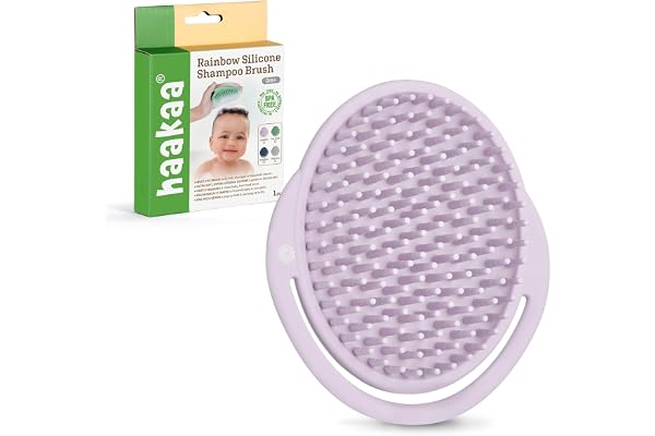 Haakaa Silicone Shampoo Brush - Cradle Cap Brush Comb - Baby Hair Scrubber - Scalp Massager for Newborns & Toddlers - 1pk-Lav