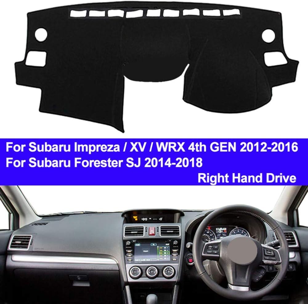 WQSNUB Dash Mat Dashboard Cover Right Sun Shade Carpet, for Subaru Impreza/XV/WRX 4th GEN 2012-2016 Forester SJ 2014-2018