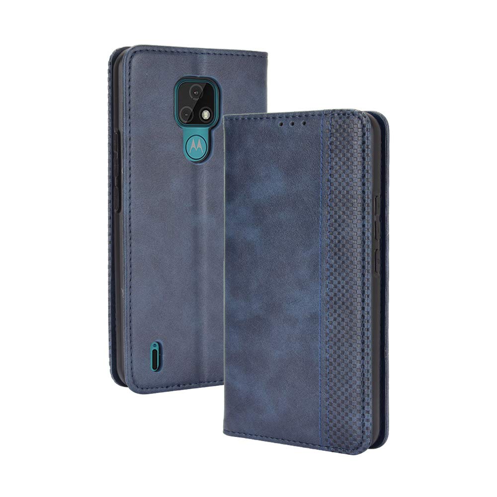 Motorola Moto E7 Case [Wallet Case] [Kickstand] [Card Slots] [Magnetic Flip Cover] Compatible with Motorola Moto E7 Smartphone(Blue)