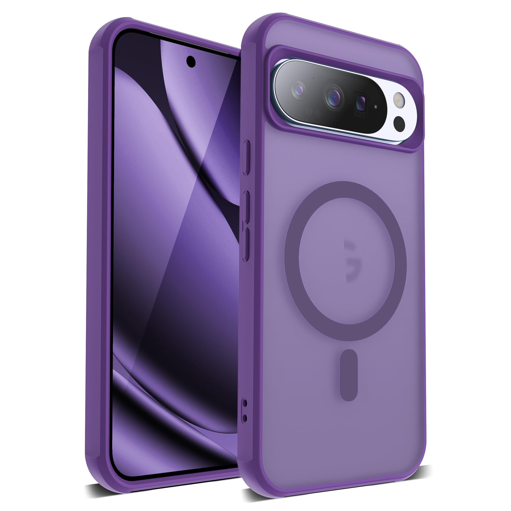 Compatible with Google Pixel 10 Pro XL Case with Magnetic Translucent Matte Phone Case with Anti-Fingerprint Tech [Compatible with Mag-Safe], Purple