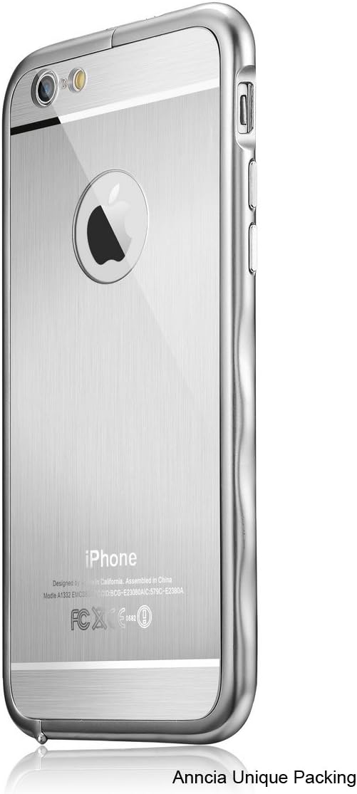 Anncia (TM) Zinc Alloy Metal Frame & anti-scratch acrylic Bumper Case with Shock Absorption for iPhone 6 4.7 inch (4.7" Silver)