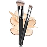 Kugge Under Eye Concealer Brush & Foundation Brush for Liquid Makeup, 2PCS Dense Synthetic Angled Kabuki Blending Makeup Brus