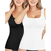 AURUZA 2PCS Womens Shapewear Tummy Control U Neck Camisole Tops for Women Seamless Compression Tank Top Regular