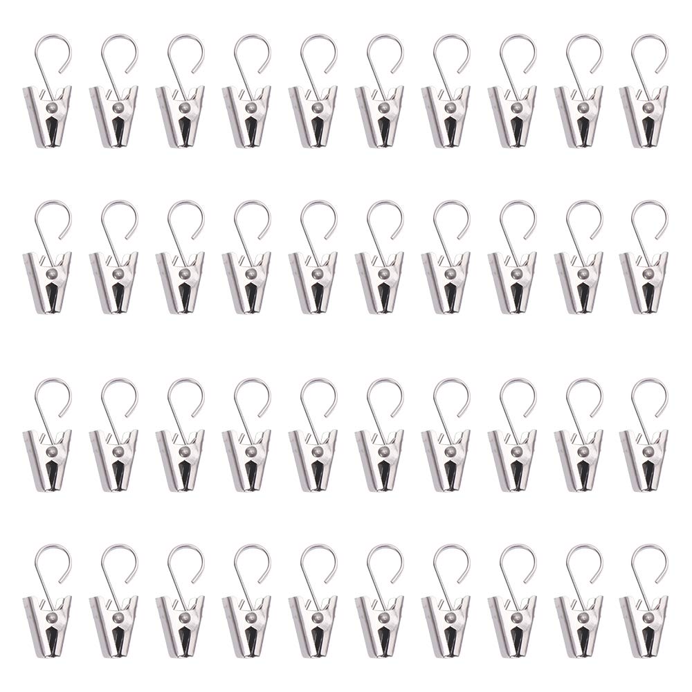 Stainless Steel Metal Curtain Clips with Hooks Silver Curtains Clip for Curtains Photos Home Decoration Shower Curtain Hanging Pack of 40