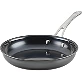 Anolon Everlast N2 Carbon Steel Frying Pan/Skillet with Helper Handle, Compatible with All Cooktops, Metal Utensil Safe, 10 Inch Open Fry Pan - Black