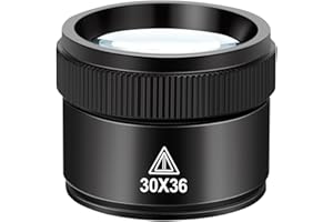 KOPARNEED Pocket Magnifying Glass 30X Jewelers Loupe Magnifier 36mm Optical Lens Eye Loop Jewelry Identification Magnifier for Close Work Crafts Reading Repair Gemstone Coins Stamps Antiques Plants (Black)