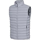 LZACTOIN-X Men's Lightweight Packable Puffer Vest Outerwear Insulated Winter Sleeveless Jacket for Hiking Running Travel