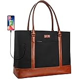 Woman Laptop Tote Bag,USB Teacher Bag Large Work Bag Purse Fits 15.6 in Laptop