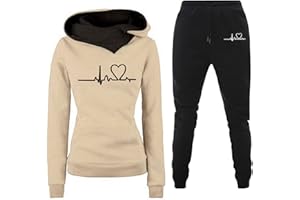 Gcvizuso Sweatsuits for Women 2 Piece Fall Outfits Casual Long Sleeve Hooded Suits with Pocket 2023 Fashion Jogger Pant