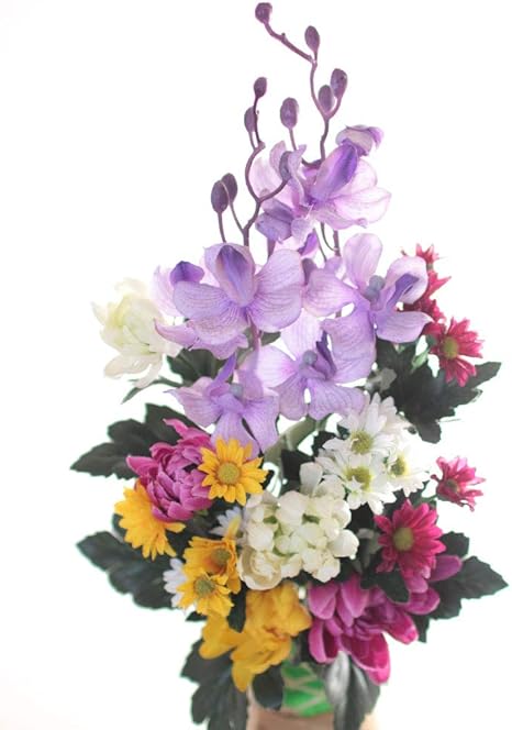 Amazon 枯れない仏花 蘭 シルクフラワー造花 C 薄紫 造花 オンライン通販