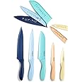 Cuisinart C55-10PCERM Ceramic Coated Knife Set with Blade Guard Sheaths (10- Piece Set) in Dark Pastels