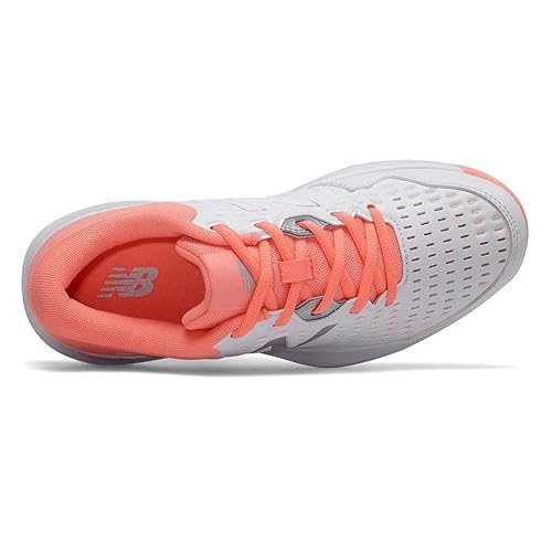 New Balance Women's 696 V4 Hard Court Tennis Shoe, White/Ginger