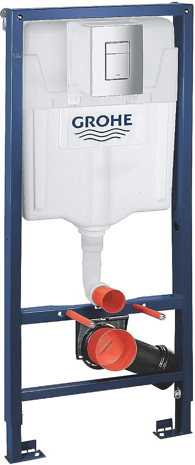 GROHE Rapid SL 1.13m Toilet Cistern Frame 3-in-1 w/ Skate Cosmopolitan Chrome