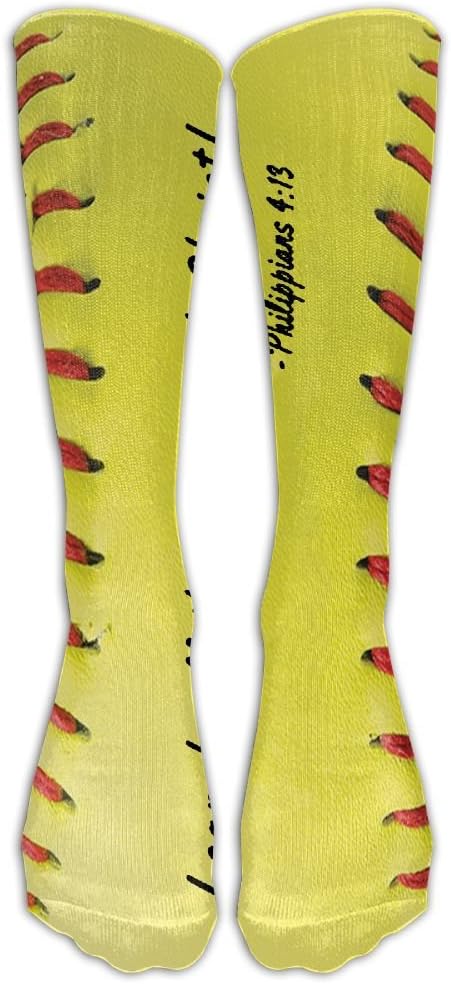 Softball Christian Bible Verse I Can Do Long Soccer Socks Team Socks For Men And Women - Running & Fitness - Best Medical, Nursing, Travel & Flight Socks