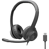Logitech H391 Wired Headset for PC/Laptop, Stereo Headphones with Noise Canceling Microphone, USB-C, in-Line Controls, Works with Chromebook - Graphite