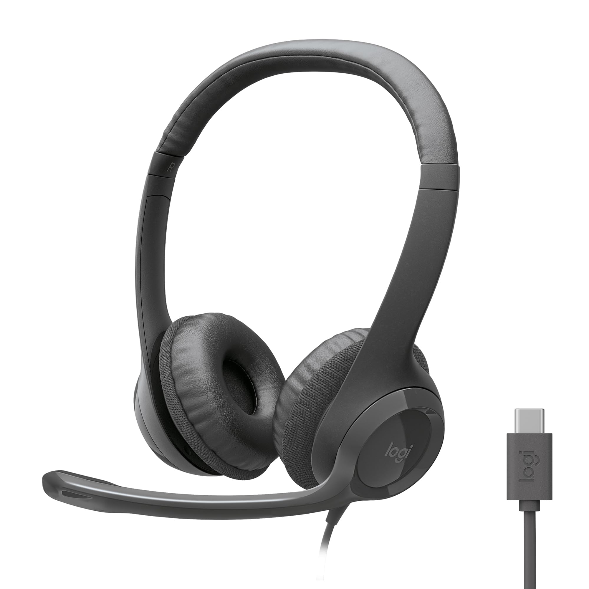 Logitech H391 Wired Headset for PC/Laptop, Stereo Headphones with Noise Canceling Microphone, USB-C, in-Line Controls, Works with Chromebook - Graphite