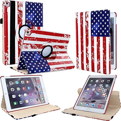 FIII Auto Sleep Wake Feature 360 Degree Rotating Stand Leather Case for iPad Pro 9.7 Inch, Great US Flag
