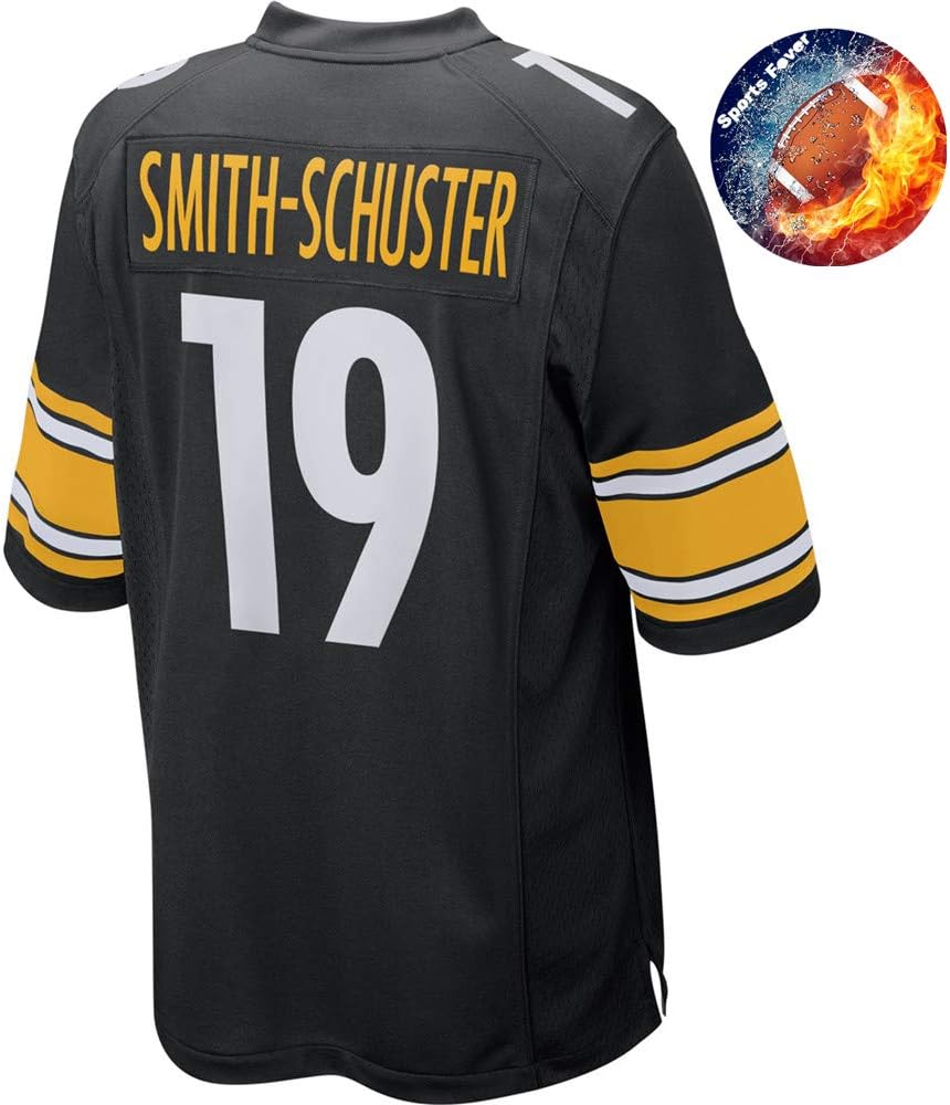 Fabric Fit Football Jersey Men's/Women's/Youth Short Sleeve Shirts Sport Passions NO 19 Steelers Smith Schuster Player Sportswears Football T-Shirt Quick Dry Rugby Training Shirt