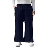 FOREYOND Plus Size Sweatpants Women Flared Knit Pants with Pockets Drawstring Pull-on Casual Yoga Pants 1XL-6XL