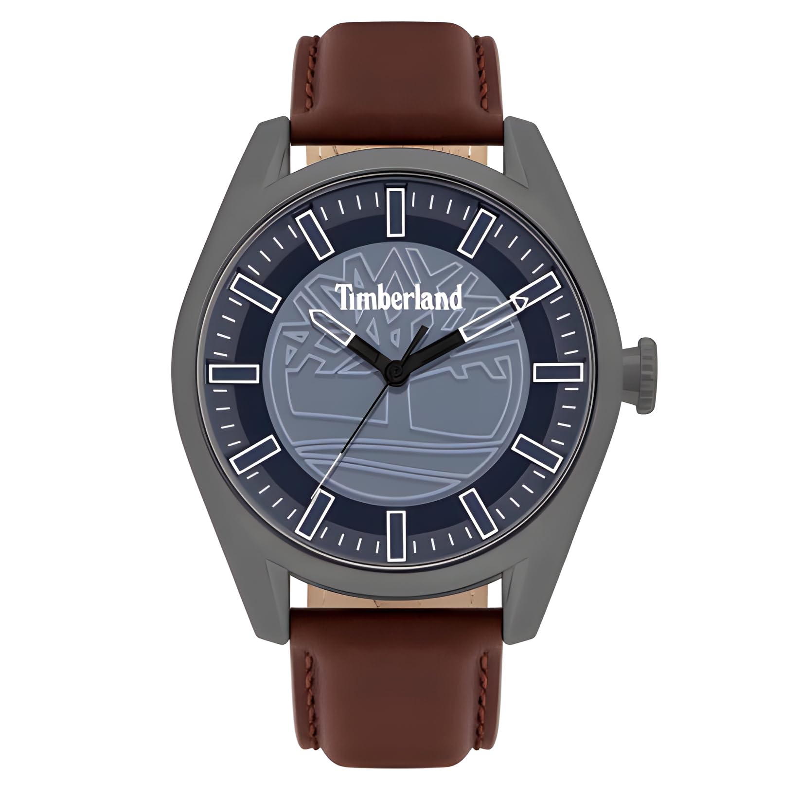 Timberland TBL16005JYU.03 Men's Analogue Quartz Watch with Leather Calfskin Strap, Grey/Blue/Brown, Strap.
