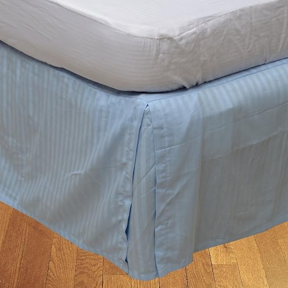 Buy BudgetLinen (1 Box Pleated Bed Skirt Only, Light Blue Stripe, Queen