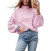 Women's Oversized Sweaters 2025 Fall Winter Casual Tops Lantern Long Sleeve Mock Neck Knit Pullover Sweaters with Pockets