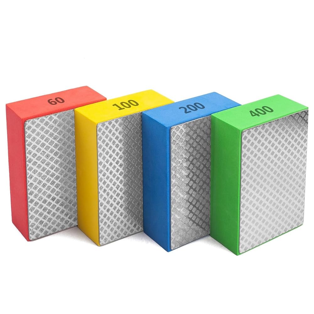 Turodeuo 4Pack Hand Polishing Pads for Sanding Ceramics Glass Tile Concrete Stone Marble, 60, 100, 200, 400 Easy to Use Multicolor