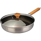 MDZF SWEET HOME 10 inch Titanium Nonstick Frying Pan – Honeycomb Surface with Red Heat Indicator, Scratch Resistant Skillet, Induction Compatible, PFOA-Free Cookware