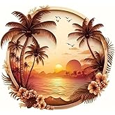 Sunset Beach PVC Vinyl Car Decals Stickers Waterproof Self-Adhesive Decals for Cars, Laptops, Trucks, Motorcycles Wall Window Luggage Scratch Cover Door Decor Sticker