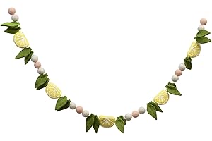 GLACIART ONE Summer Lemon Felt Ball Garland | Decorative Pom Pom Wool Felt Hanging Ornaments for Home, Office Decor, Mantle Year Round | Passive Aromatherapy Diffuser & Great Gift Idea