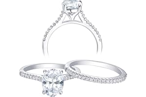 Newshe Jewellery Engagement Rings for Women Wedding Ring Set AAAAA Cz Solitaire Sterling Silver Oval 2.2Ct Size 4-13