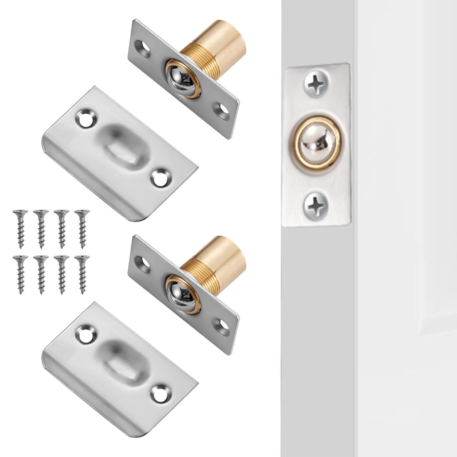 DSFSAEG 2Sets Ball Door Catches For Internal Doors, Adjustable Roller Ball Door Catch Latch Spring Ball Bearing Door for Cupboard Closet Top of Door