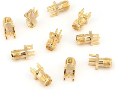 FTVOGUE 10pcs Brass SMA Female PCB Clip Edge Mount Connector 50 Ohm RF Adapter