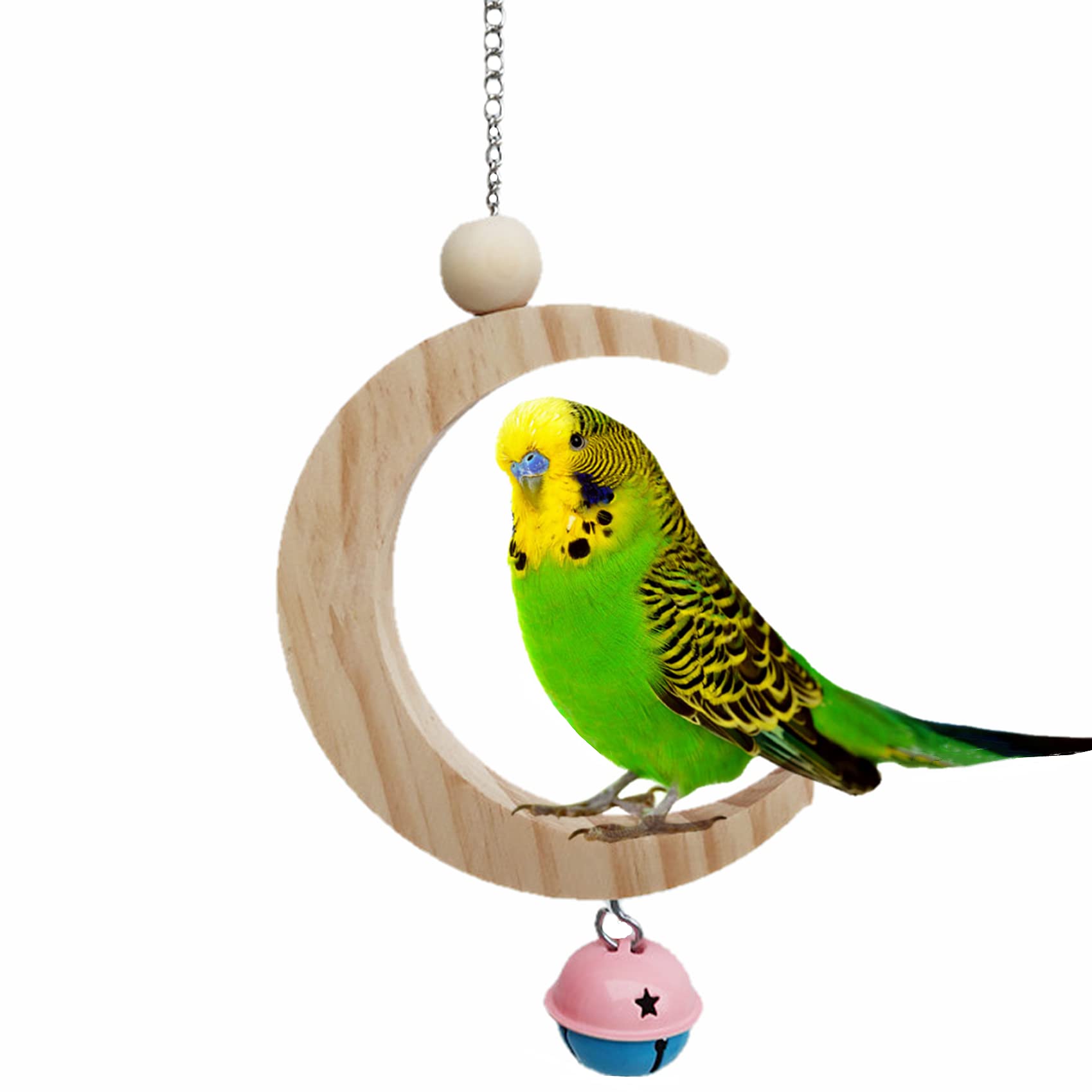 Photo 1 of Parakeet Wood Swing Moon Shaped Hanging Ring Bird Branch Chew Parrot Toys (Small)