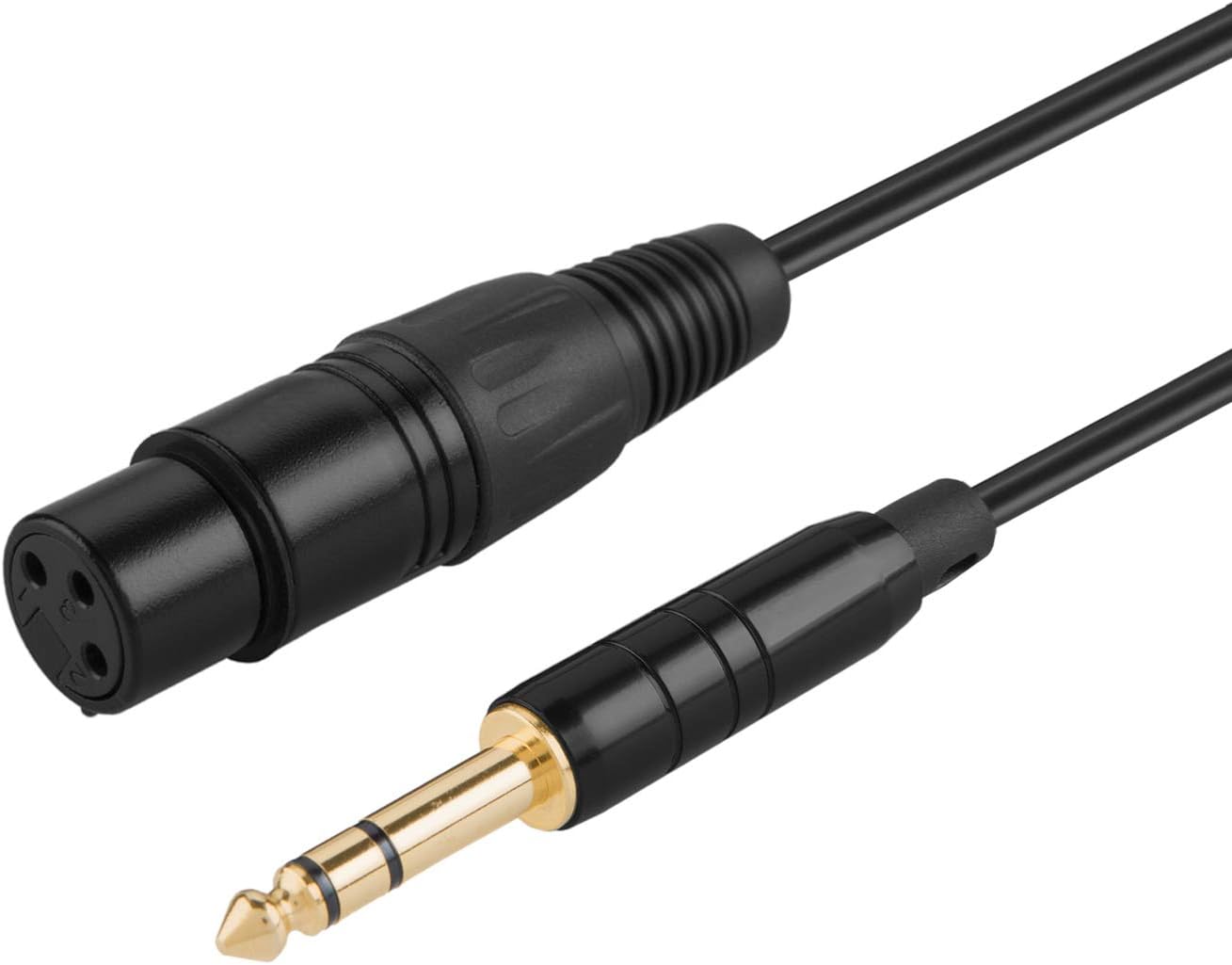 CableCreation 6 Feet TRS 6.35mm (1/4 Inch) Male to XLR Female Cable, Black