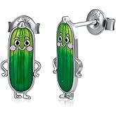 Pickle Stud Earrings 925 Sterling Silver Cute Fun Earrings Pickle Cucumber Jewelry Gifts for Women