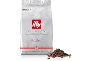 illy Whole Bean Coffee - Perfectly Roasted Beans – Classico Medium Roast - with Notes of Caramel, Orange Blossom & Jasmine - 100% Arabica - No Preservatives – 17.6 Ounce